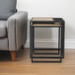 Set of Two Natural and Black Solid Wood and Metal Square Sled Nested Tables