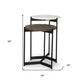 Set of Two Dark Brown and Black Marble Solid Wood and Metal Round Nested Tables