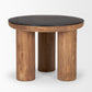 18" Brown And Black Reclaimed Wood Distressed Round End Table