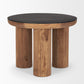 18" Brown And Black Reclaimed Wood Distressed Round End Table