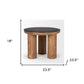 18" Brown And Black Reclaimed Wood Distressed Round End Table