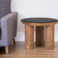 18" Brown And Black Reclaimed Wood Distressed Round End Table