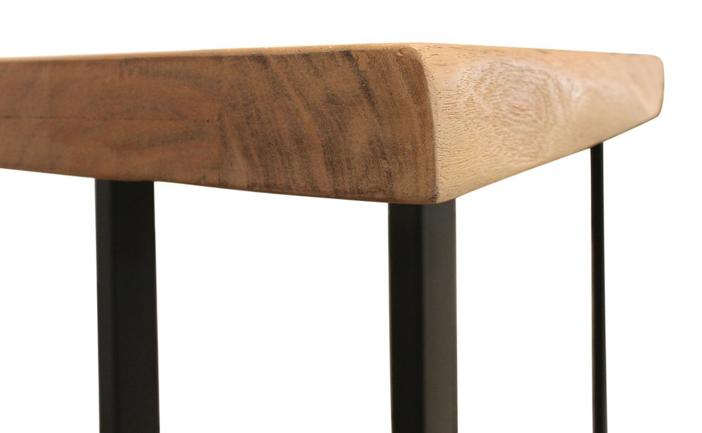 47" Natural and Black Solid Wood and Metal Live Edge Console Table