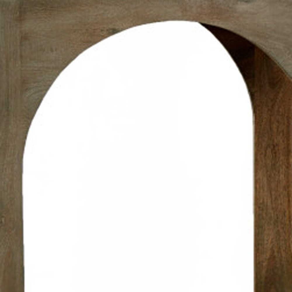 77" Brown Solid Wood Distressed Console Table With Arch Detailing