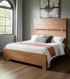 Brown Live Edge Bow Joint Solid Wood Queen Bed Frame
