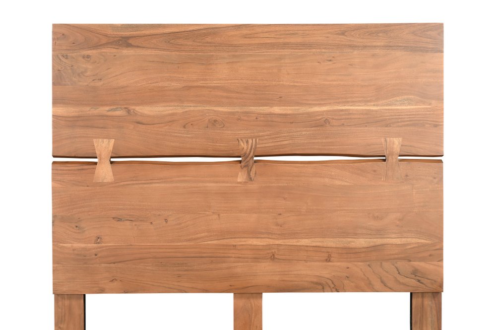 Brown Live Edge Bow Joint Solid Wood Queen Bed Frame