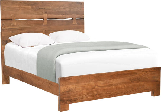 Brown Live Edge Bow Joint Solid Wood Queen Bed Frame