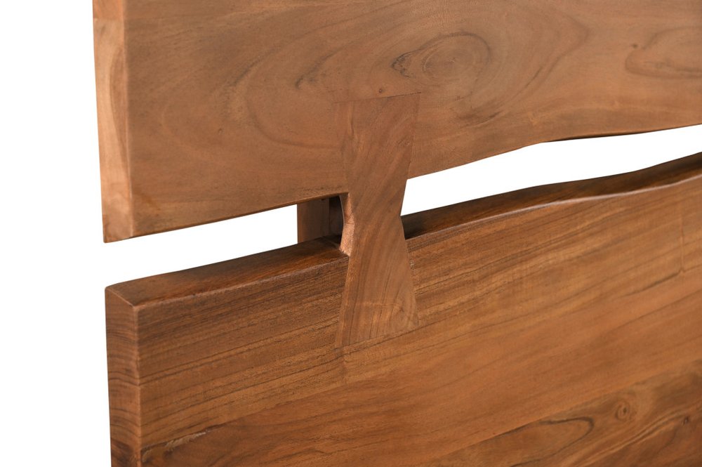 Brown Live Edge Bow Joint Solid Wood Queen Bed Frame