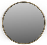 30" Antiqued Brass Iron Round Framed Accent Mirror