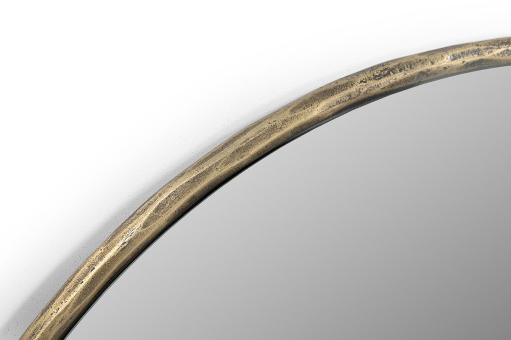30" Antiqued Brass Iron Round Framed Accent Mirror