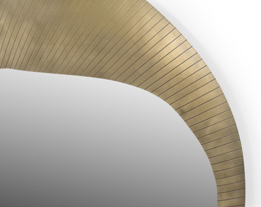 40" Brass Iron Abstract Organically Shaped Accent Mirror