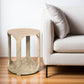 24" Natural Distressed Solid Wood Round Frame End Table With Shelf
