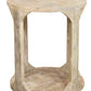 24" Natural Distressed Solid Wood Round Frame End Table With Shelf