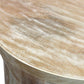 24" Natural Distressed Solid Wood Round Frame End Table With Shelf