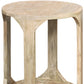 24" Natural Distressed Solid Wood Round Frame End Table With Shelf