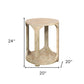 24" Natural Distressed Solid Wood Round Frame End Table With Shelf
