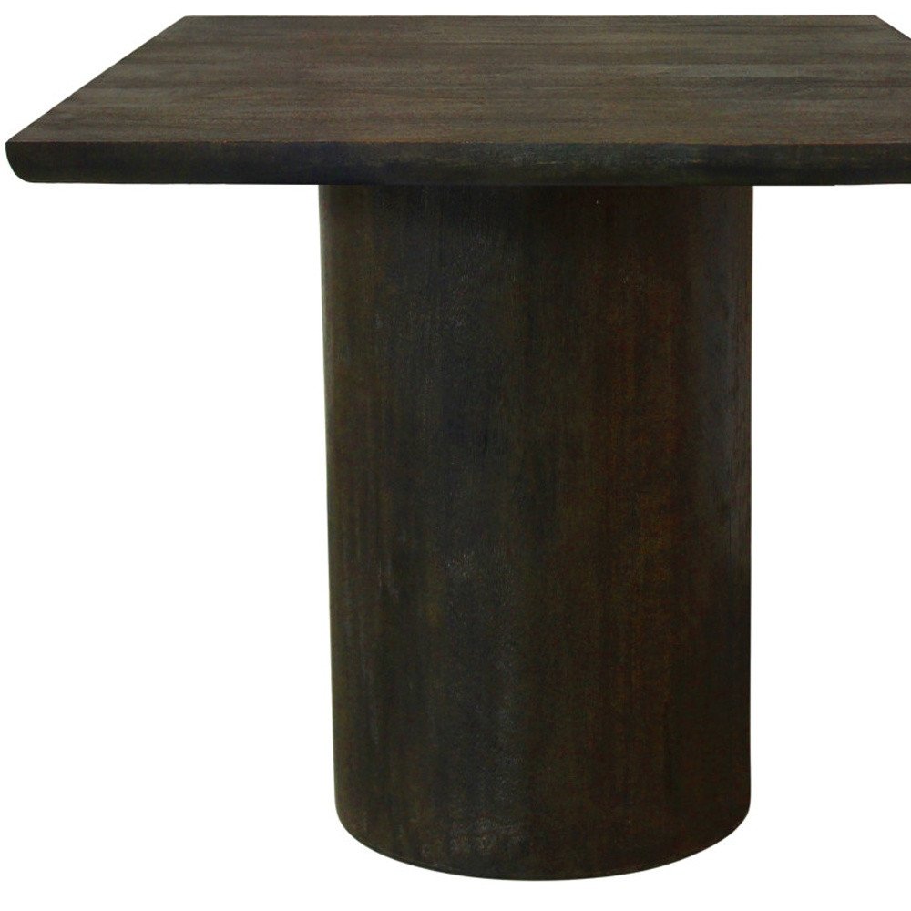 24" Dark Brown Distressed Solid Wood Square Pedestal End Table