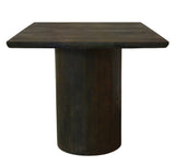 24" Dark Brown Distressed Solid Wood Square Pedestal End Table