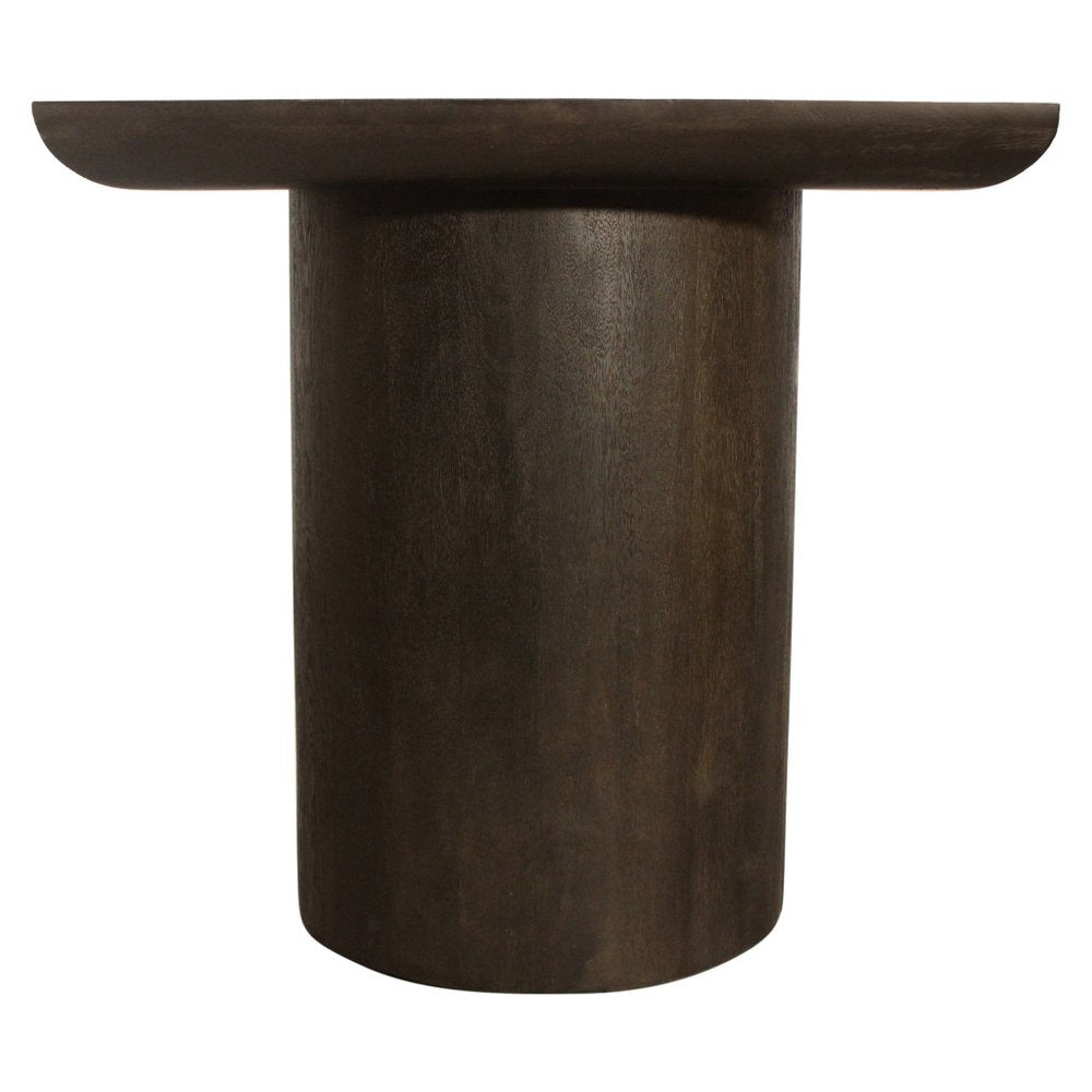 24" Dark Brown Distressed Solid Wood Square Pedestal End Table