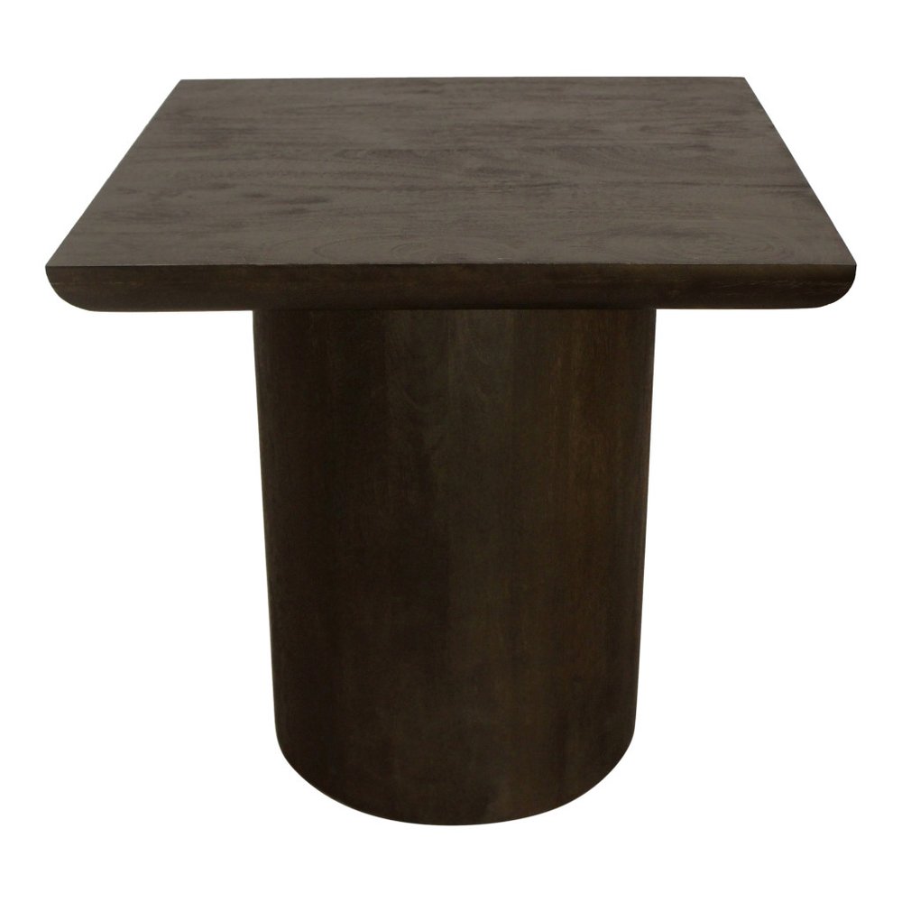 24" Dark Brown Distressed Solid Wood Square Pedestal End Table