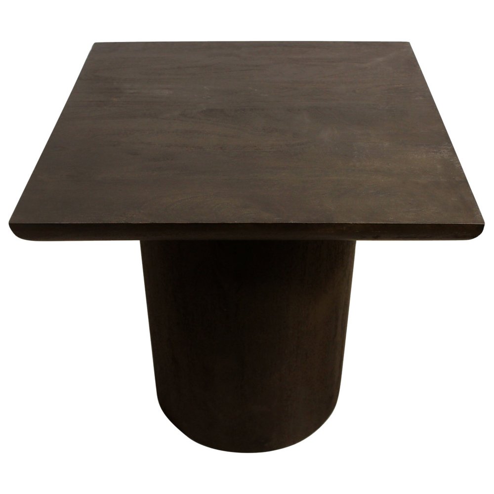 24" Dark Brown Distressed Solid Wood Square Pedestal End Table