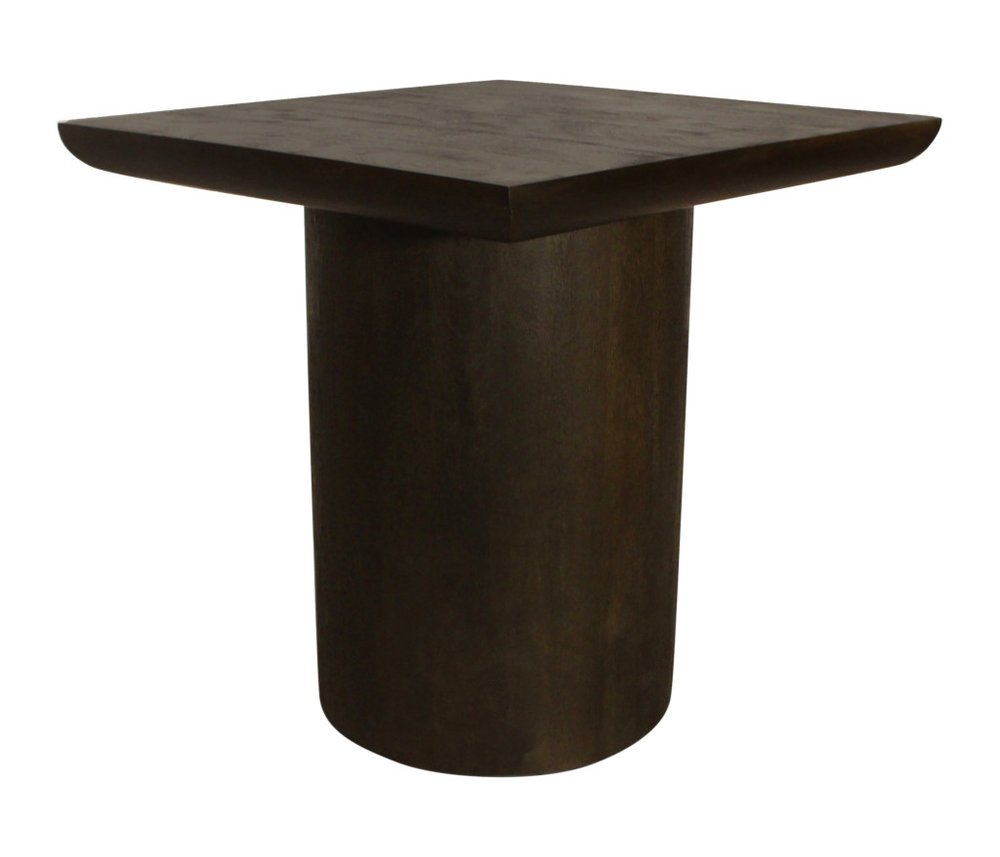 24" Dark Brown Distressed Solid Wood Square Pedestal End Table