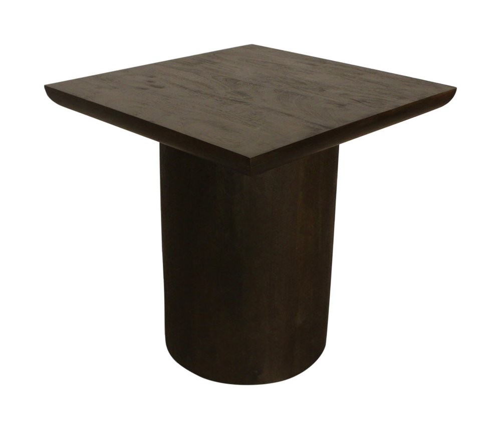 24" Dark Brown Distressed Solid Wood Square Pedestal End Table