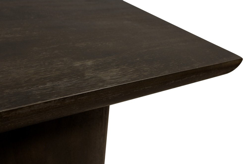 24" Dark Brown Distressed Solid Wood Square Pedestal End Table