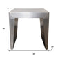 24" Silver Aluminum and Solid Wood Square Sled End Table
