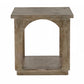 24" Brown Distressed Solid Wood Square Floor Shelf End Table