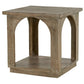 24" Brown Distressed Solid Wood Square Floor Shelf End Table