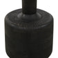 21" White and Black Distressed Marble and Solid Wood Round Pedestal End Table