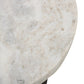 21" White and Black Distressed Marble and Solid Wood Round Pedestal End Table