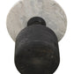 21" White and Black Distressed Marble and Solid Wood Round Pedestal End Table