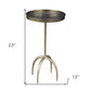 23" Brass Distressed Iron Round Pedestal Tray Top End Table