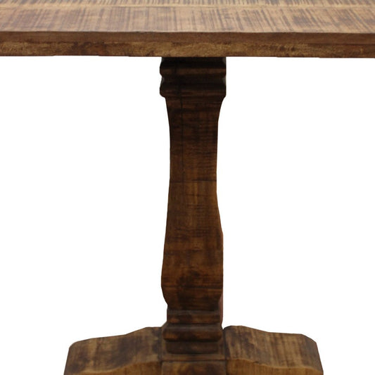 36" Brown Solid Wood Square Pedestal Bar Table