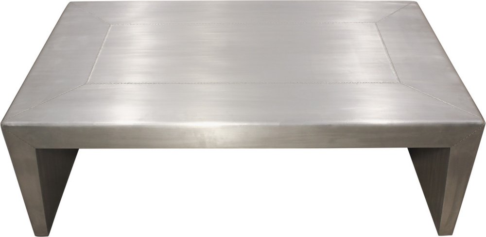 54" Silver Aluminum and Solid Wood Sled Coffee Table