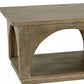 59" Brown Solid Wood Distressed Floor Shelf Coffee Table With Shelf