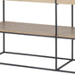 63" Natural and Black Solid Wood and Metal Frame Console Table With Shelf And With Two Drawers