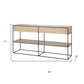 63" Natural and Black Solid Wood and Metal Frame Console Table With Shelf And With Two Drawers