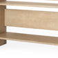 76" Natural and Brown Solid Wood Sled Console Table With Two Shelves