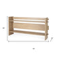 76" Natural and Brown Solid Wood Sled Console Table With Two Shelves