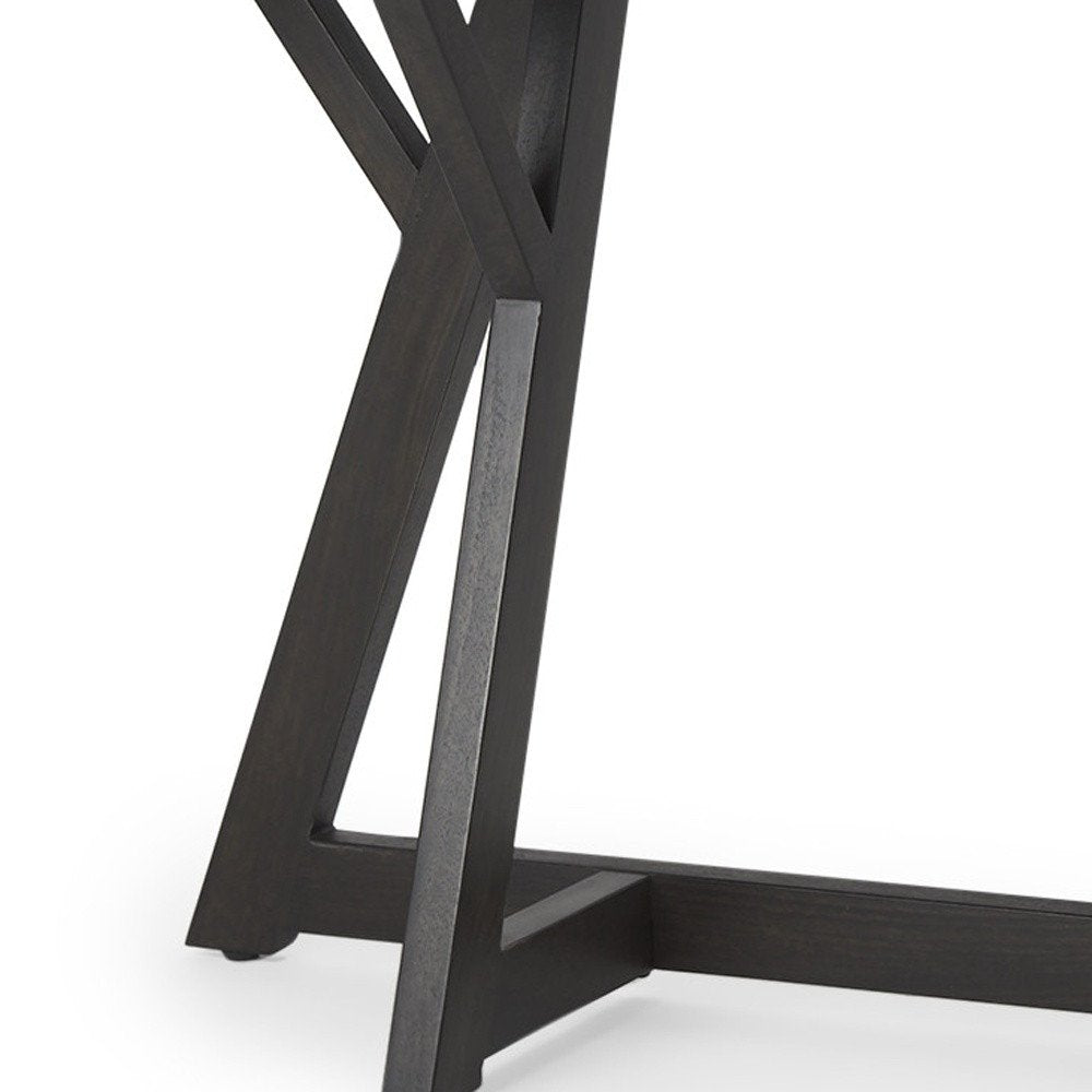 54" Brown Solid Wood Trestle Console Table