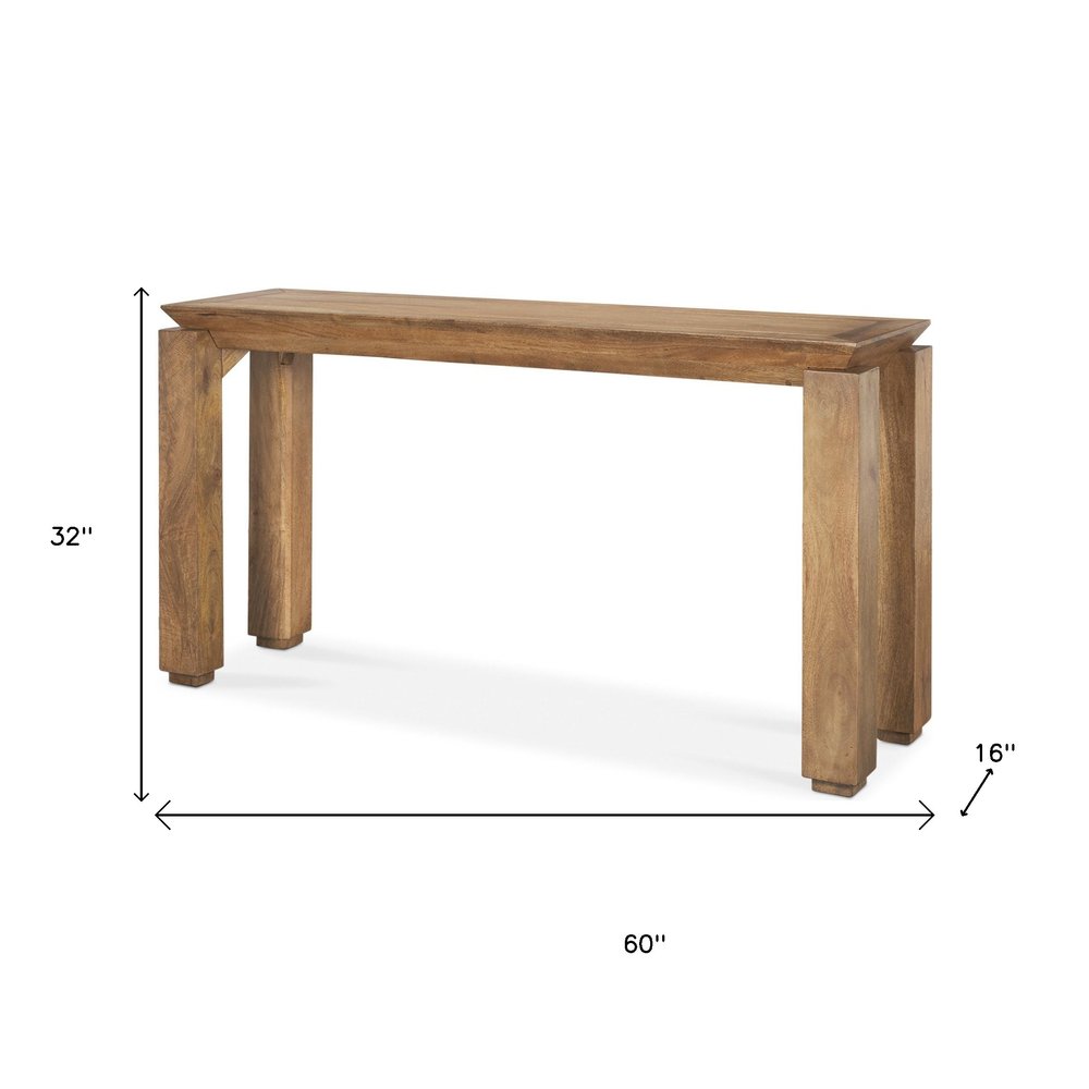 60" Brown Solid Wood Console Table