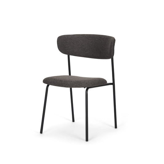 Set of Two Gray and Black Fabric Open Back Dining Side Chairs