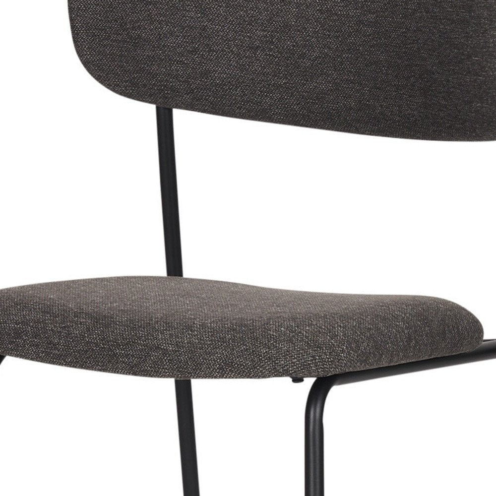 Gray and Black Upholstered Fabric And Metal Open Back Dining Side Chair