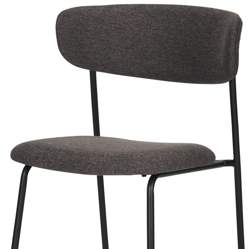 Gray and Black Upholstered Fabric And Metal Open Back Dining Side Chair
