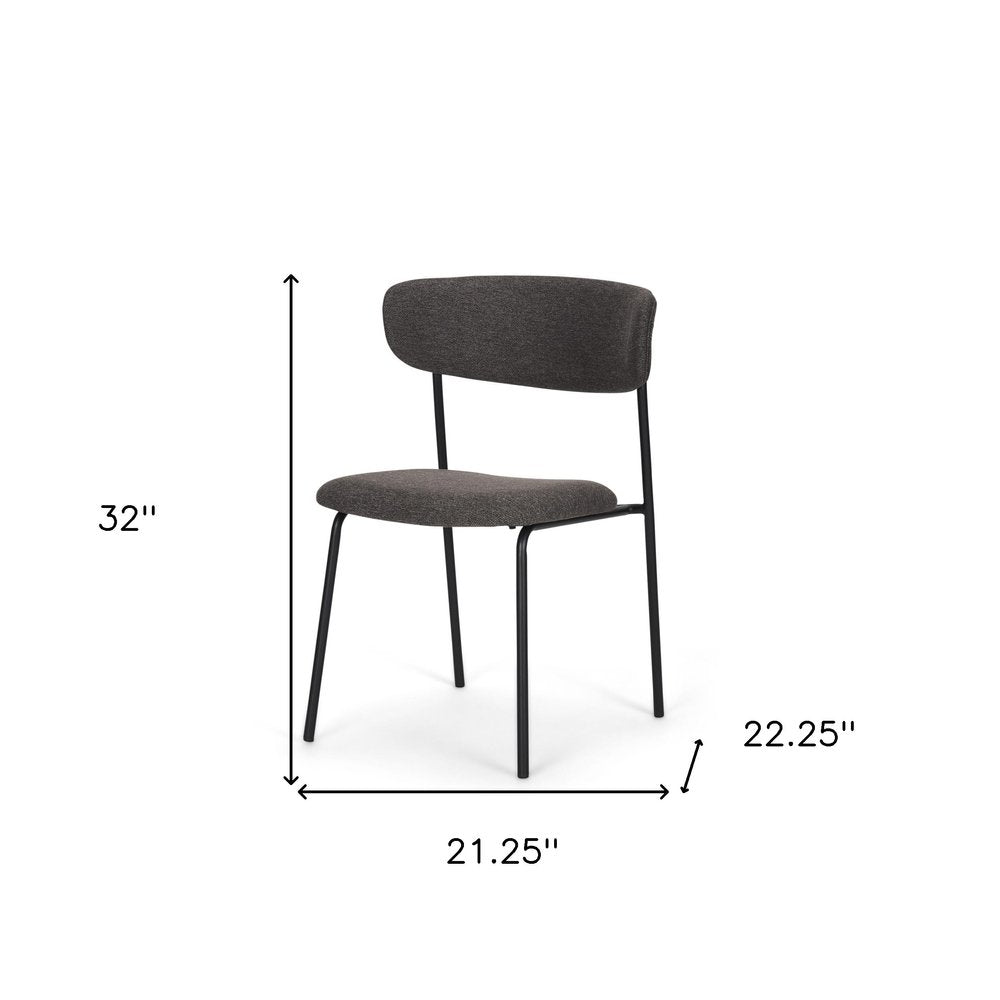 Gray and Black Upholstered Fabric And Metal Open Back Dining Side Chair