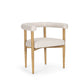 Beige and Brown Upholstered Cushion And Solid Wood Open Back Dining Arm Chair