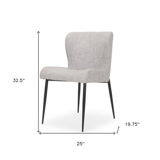 Gray and Black Upholstered Fabric And Metal Wing Back Dining Side Chair